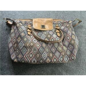 Vtg liz claiborne tapestry carry-on bag long strap zipper Weekender